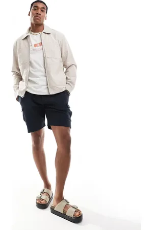 Hollister Textured linen chore jacket in beige