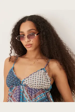 ASOS ASOS DEISGN metal oval sunglasses in with black arms