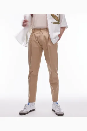 Topman Smart compact cotton taper trouser in stone