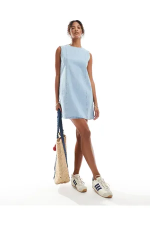 ASOS Denim seamed shift dress in bleach