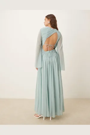 ASOS Asymmetric dropped waist maxi with open back in light