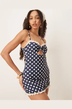For Love & Lemons Denim dot one piece swimsuit in indigo