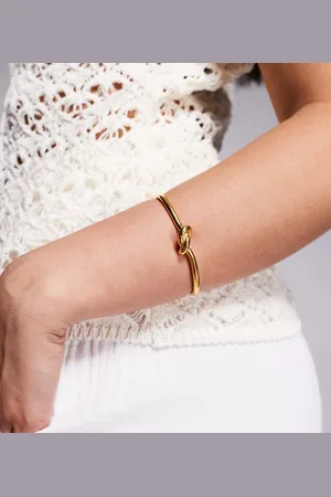 Neck On The Line Plated stainless steel knotted bangle bracelet