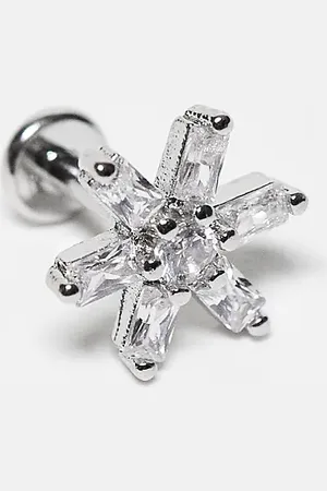 Kingsley Ryan Gemset flower labret piercing earring in steel