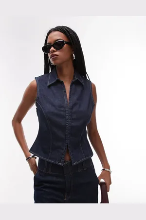 MANGO Zip through denim top in indigo