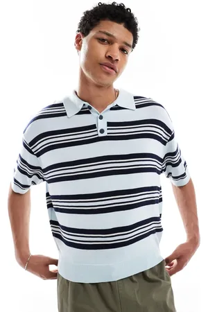 Bershka Retro knitted striped polo in