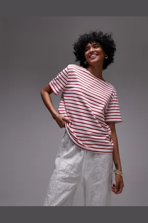 & OTHER STORIES Relaxed short sleeve t-shirt top in red and white stripes