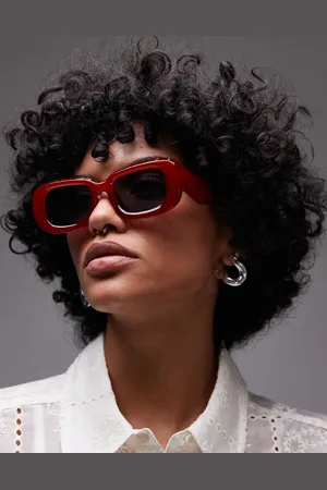 Topshop Athens rectangle sunglasses in milky
