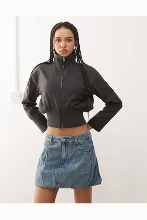COLLUSION Denim low rise mini skirt in light wash