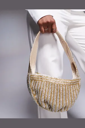 True Decadence Beaded detail shoulder bag in silver/gold