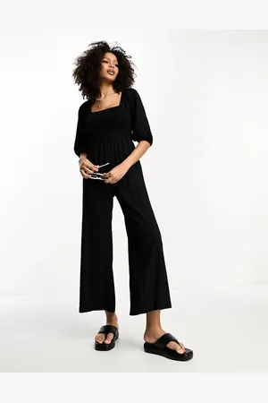 Lola May Shirred tie back jumpsuit in