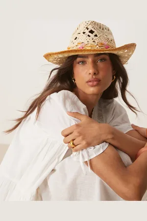 My Accessories My Acccessories ombre trim straw cowboy hat