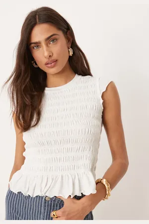 Free People Sylvie shirred t-shirt in ivory