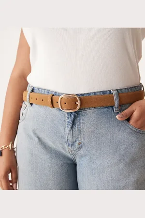 ASOS ASOS DESIGN CURVE faux suede waist and hip jeans belt in tan