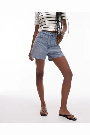 ARKET Mid waist five-pocket rigid denim twill shorts in midwash