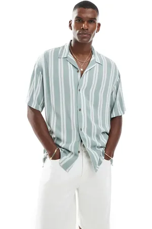 JACK & JONES Revere collar striped short sleeve shirt in light