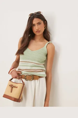 JDY Crochet cami top in light stripes