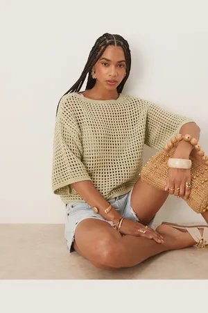 ASOS Knitted relaxed open stitch t-shirt in