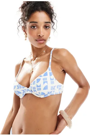 Billabong Cool tide demi underwire bikini top in white and blue