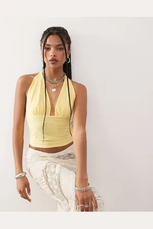 COLLUSION Halter top in buttermilk