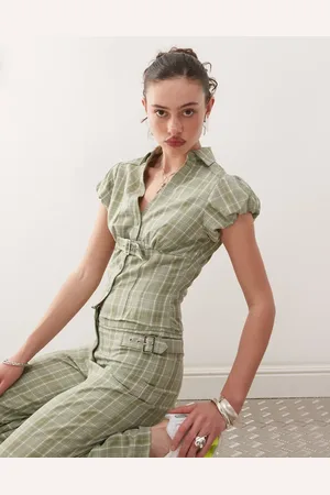COLLUSION Y2k tailored blouse co-ord in check