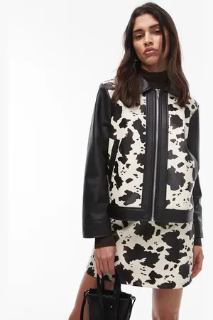 Résumé Resume zip up PU jacket in cow print co-ord