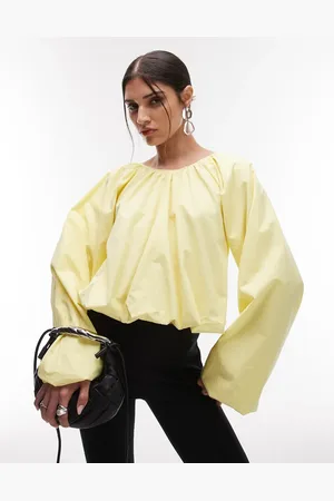 ASOS Volume bubble hem blouse in lemon