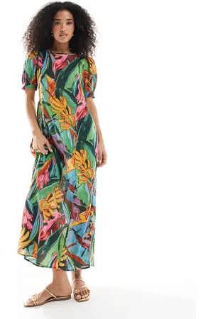 Native Youth Tropical print dobby maxi dress in