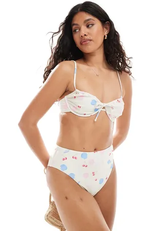Pieces® High waist bikini bottom co-ord in seashell print
