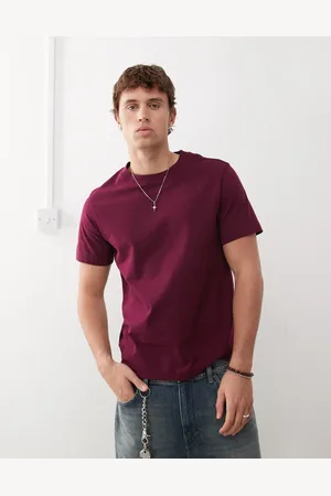 Weekday Boxy fit heavyweight jersey t-shirt in burgundy