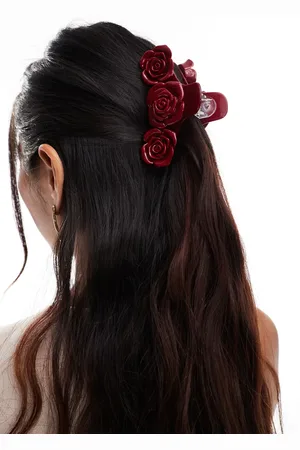 ASOS Hair claw with rose detail in burgundy