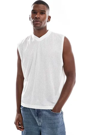 ASOS Boxy oversized tank in cream mesh