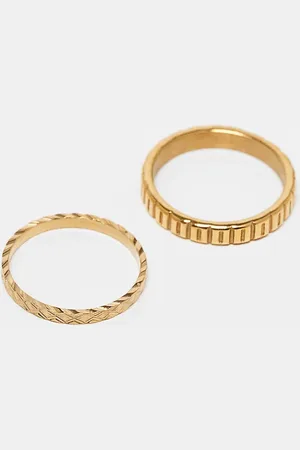 ASOS Waterproof stainless steel 2 pack engraved rings in tone