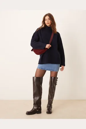 ASOS Knitted high neck structured trapeze jumper in