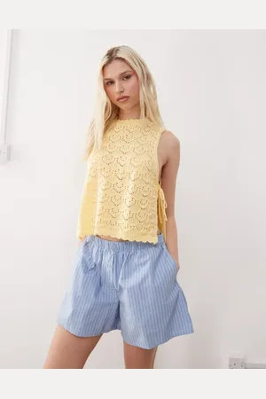 Reclaimed Crochet tabard tank in buttermilk