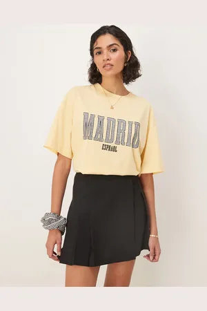 ASOS Oversized t-shirt with madrid graphic in black gingham in