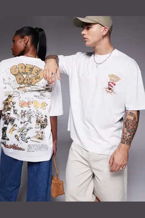 ASOS Unisex oversized license t-shirt with Green Day prints in