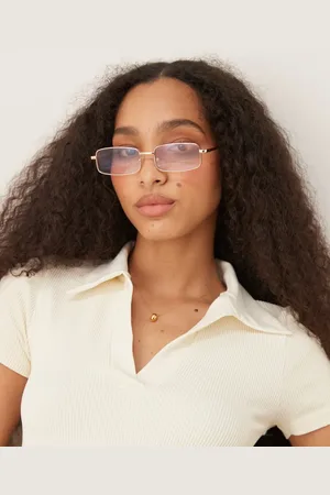 ASOS Metal square clear lens glasses in shiny with tort tips