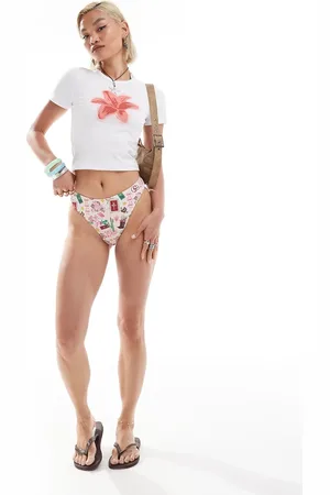 Reclaimed Bikini bottom in pink western cowboy print