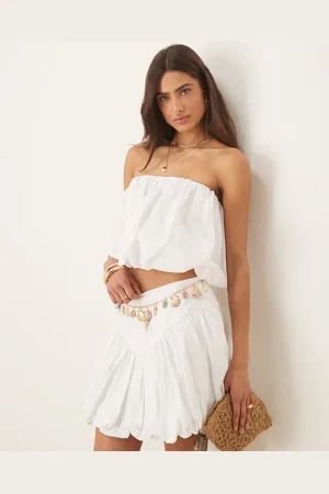 Bardot Poplin balloon crop top co-ord in