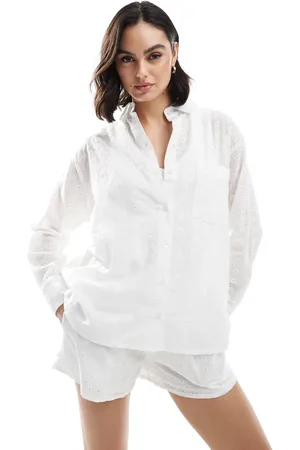 Daisy Street Oversized broderie shirt in co-ord