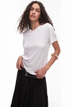 ARKET Linen blend relaxed top with seamed long sleeves in