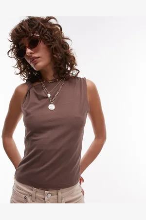 Topshop Jersey twist strap slinky top in
