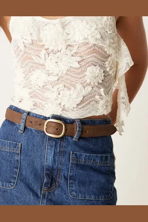 ASOS Faux suede waist and hip jeans belt in chocolate