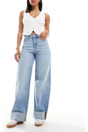 JJXX Tokyo wide fit jeans with turn up in light