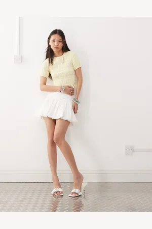 Amy Lynn Eleanor lace shirred top in lemon