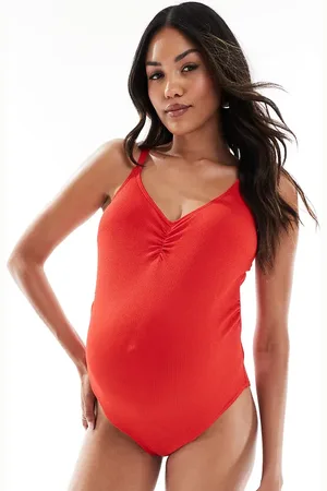 Mama;licious Mamalicious Maternity swimsuit with ruched front in