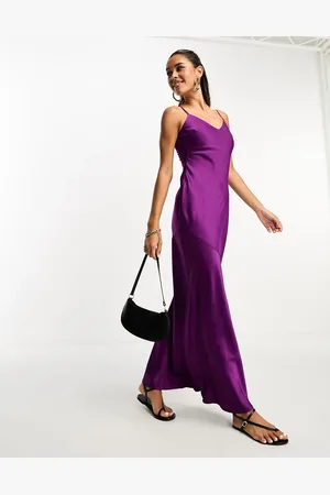 Lola May Satin cami strap maxi dress in