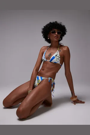 Topshop Mykonos tie side thong bikini bottom in
