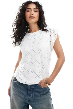 VERO MODA Sleeveless jersey broderie top in